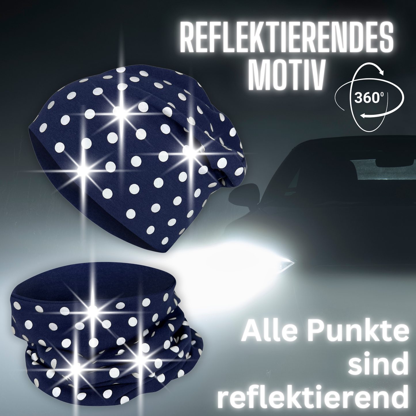 Kinder Reflektor Mütze & Loop - Punkte